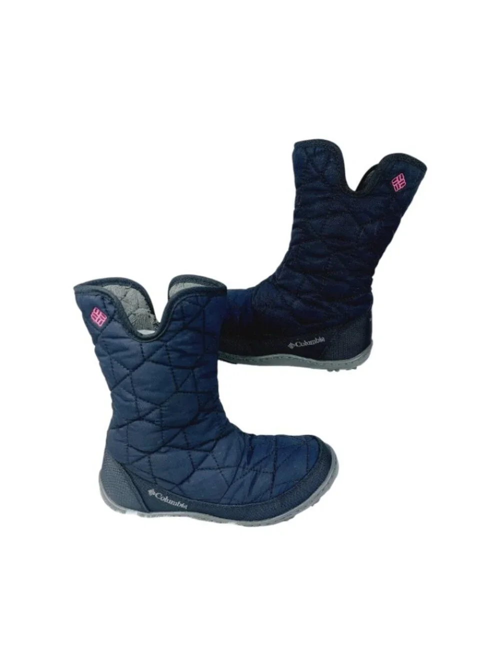 Columbia Girl's Black Minx Slip IV Waterproof Quilt Mid Snow Boots Size 2